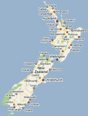 Map of New Zealand
